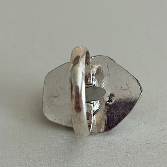 925 SILVER OVERLAY GEMSTONE RING RAINBOW MOONSTONE SIZE 8.25 - Picture 4 of 6